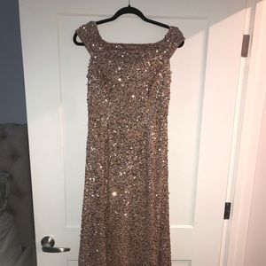 Adrianna Papell Rose gold sequins gown